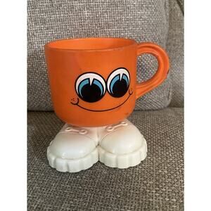 Vintage 1970s Deka Footsie Tootsie Happy Face Cup Orange RARE